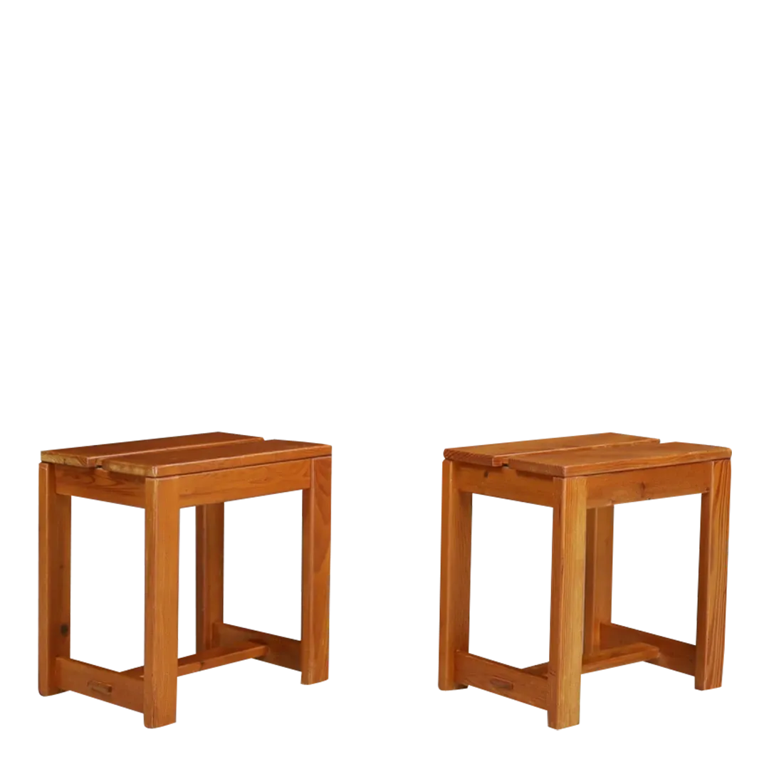 1950s Charlotte Perriand style : solid pinewood tabouret stool