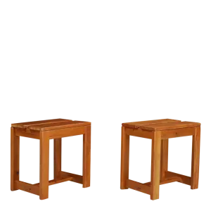 1950s Charlotte Perriand style : solid pinewood tabouret stool