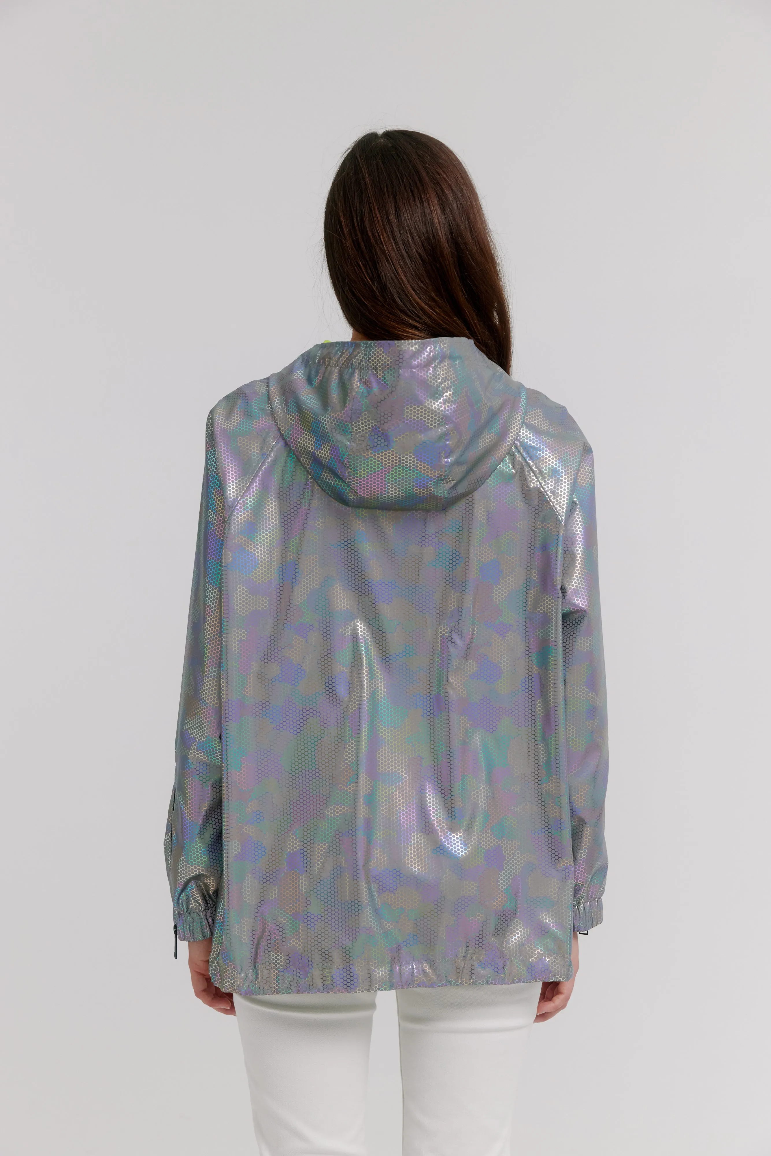 Adjustable Hooded Blouson In Printed Reflective Fabric