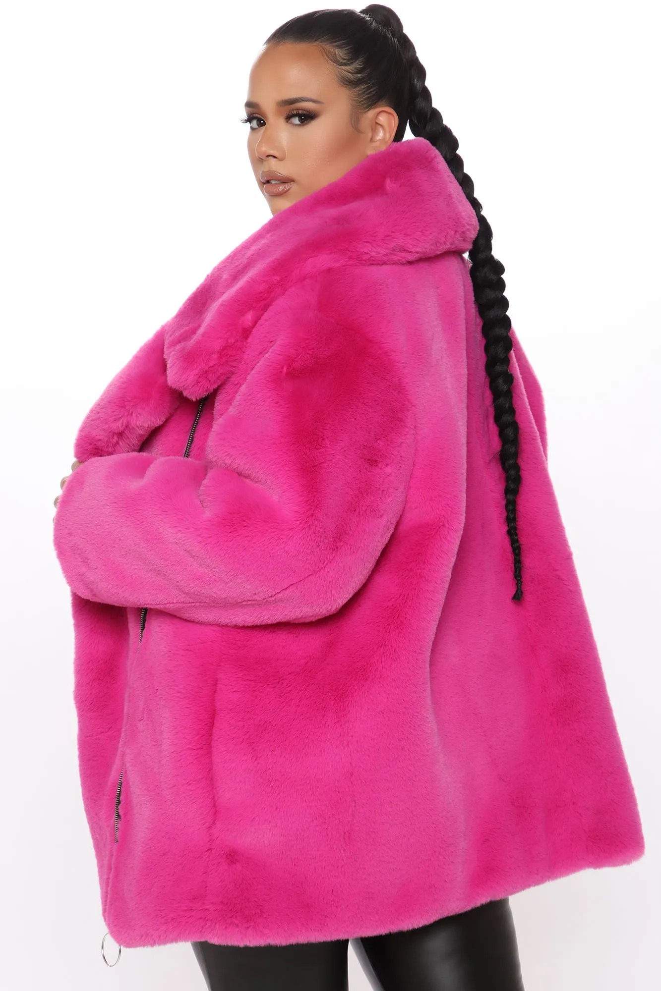 Arrive In Luxury Faux Fur Jacket - Fuchsia