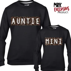 Auntie & Mini Leopard Print Matching Black Sweaters (MRK X)