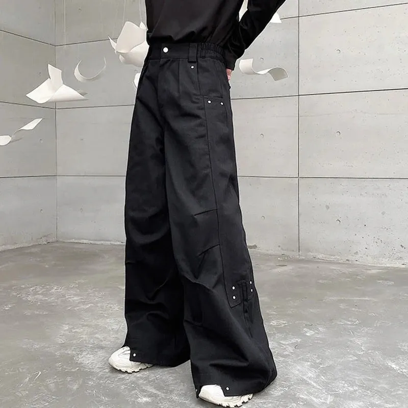 Black Darkwear Pleats Loose Pants