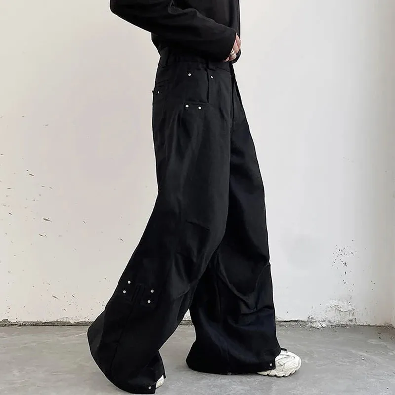 Black Darkwear Pleats Loose Pants