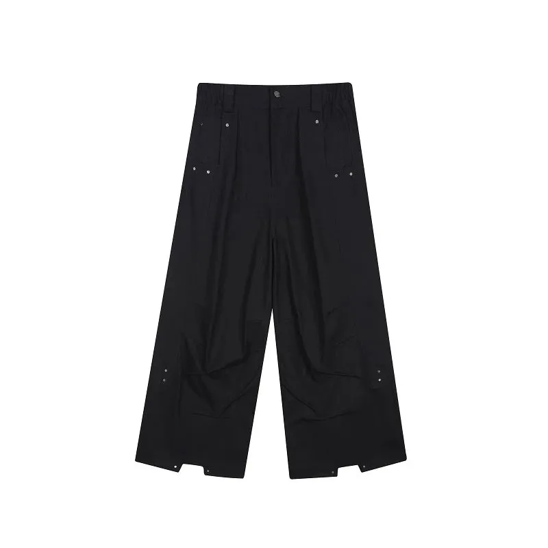 Black Darkwear Pleats Loose Pants