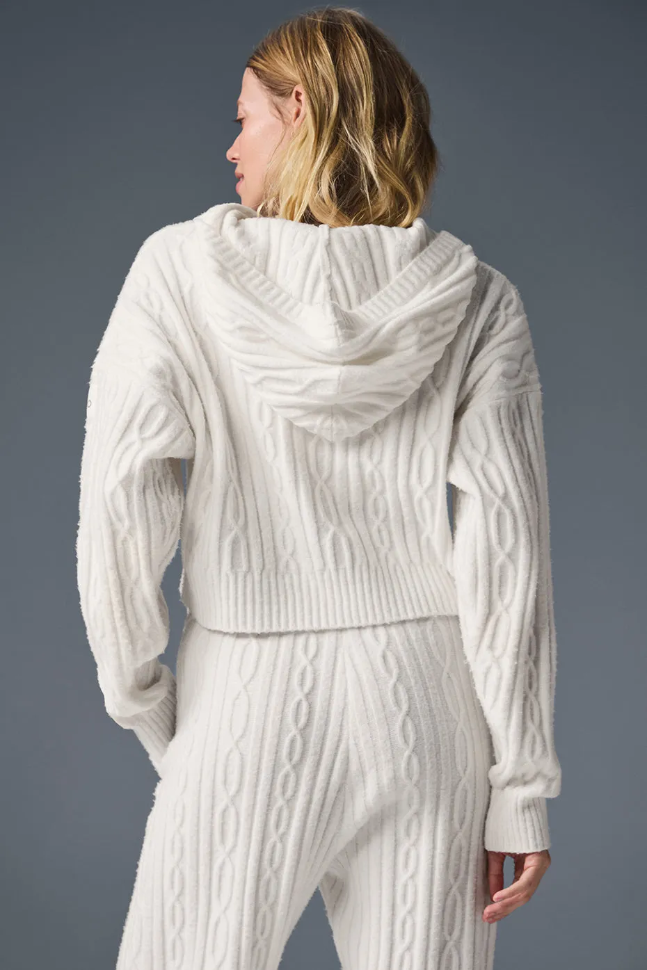 Cable Knit Winter Bliss Hoodie - Ivory