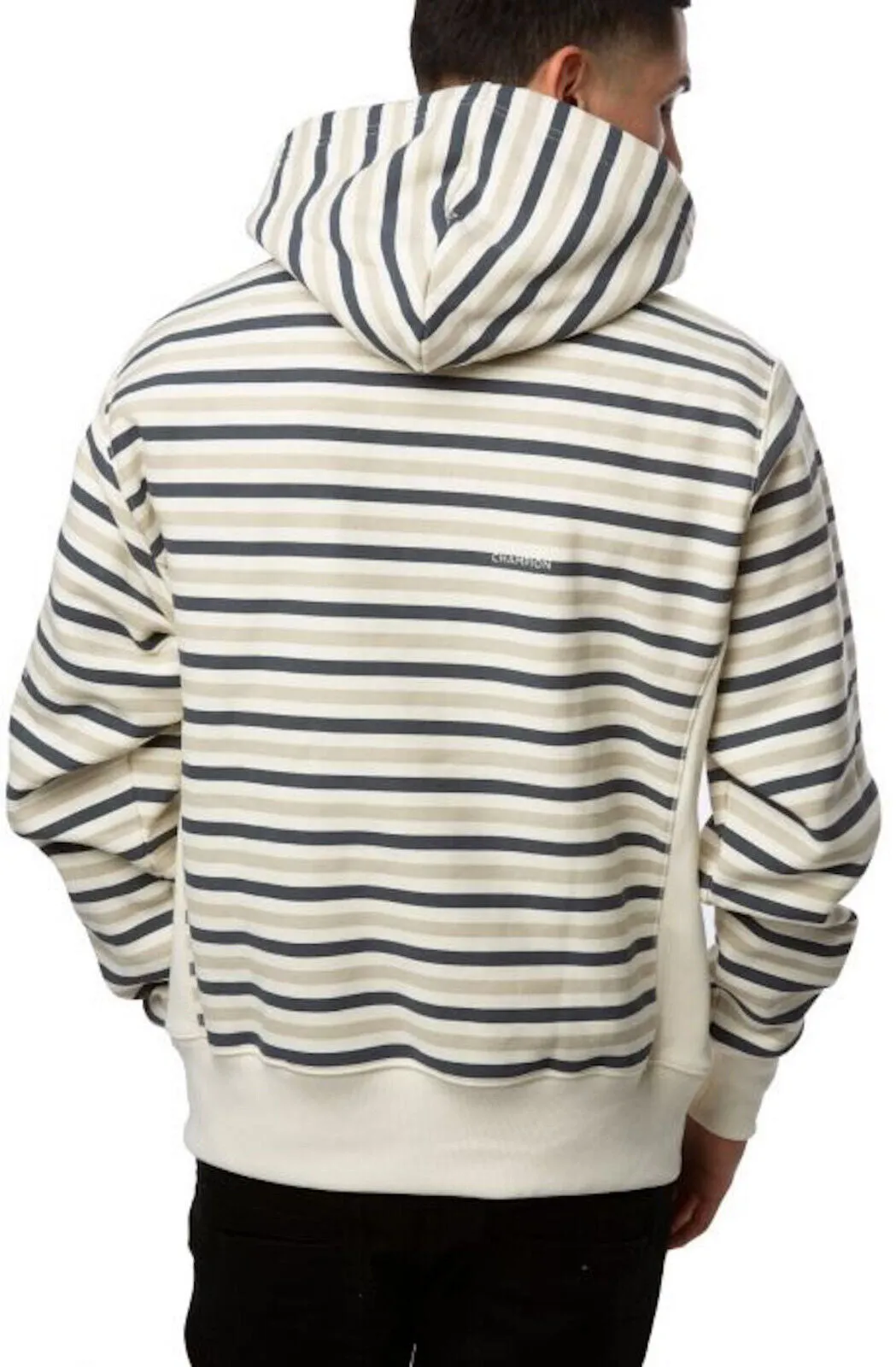 Champion Mens Striped Long Sleeve Fleece Hoodie