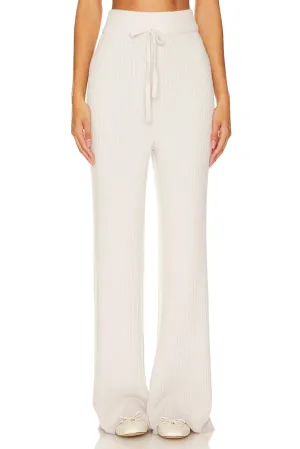 Chenille Wide Leg Pant, White Sand