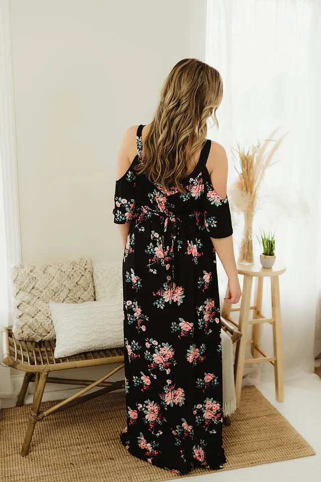 Cold Shoulder Floral Maxi