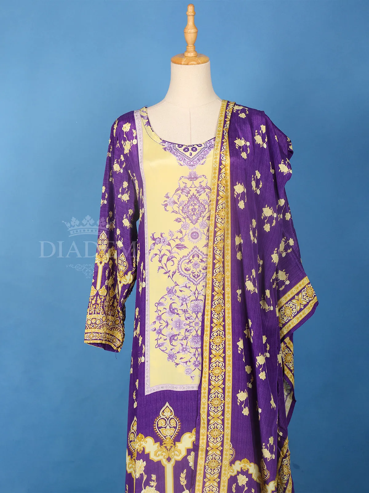 Dark Purple Crepe Anarkali Palazzo Suit