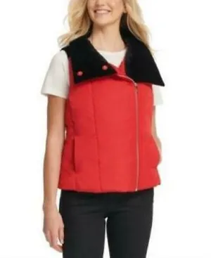 Dkny Velvet-Trim Puffer Vest, Size Large