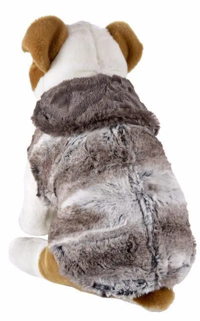 Dog Coat, Reversible - Luxury Faux Fur in Birch with Cuddly Fur