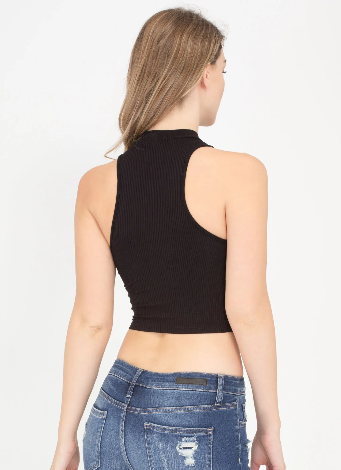 Easy Going Cropped Rib Knit Top