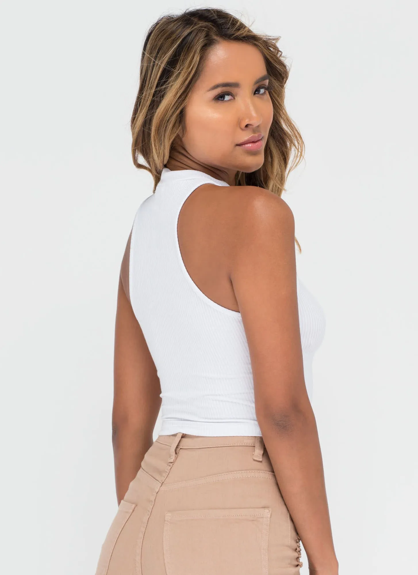 Easy Going Cropped Rib Knit Top