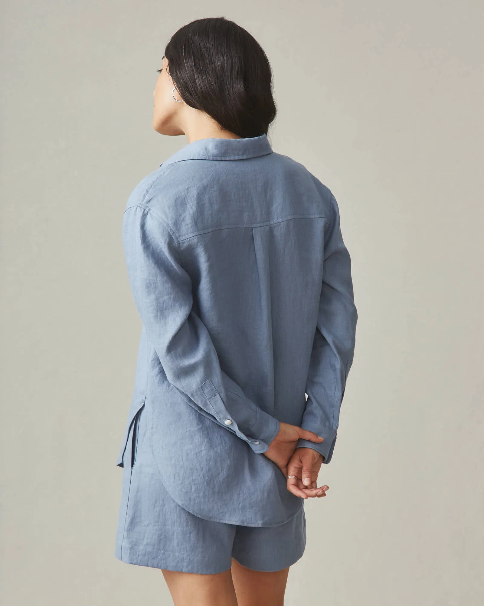 Easy Linen Long Sleeve Shirt - Beach Horizon