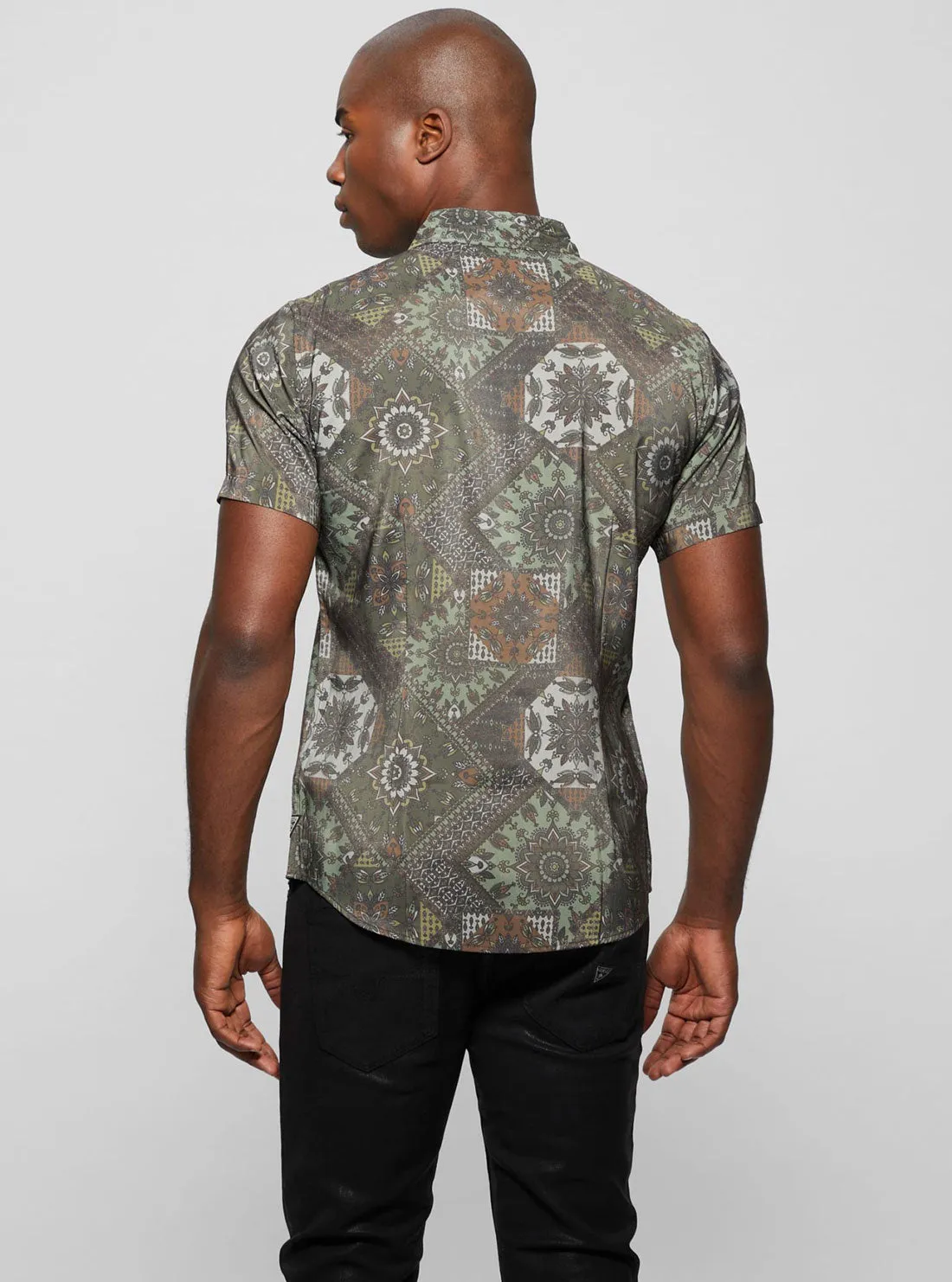 Eco Grey Sandwash Shashiko Print Shirt