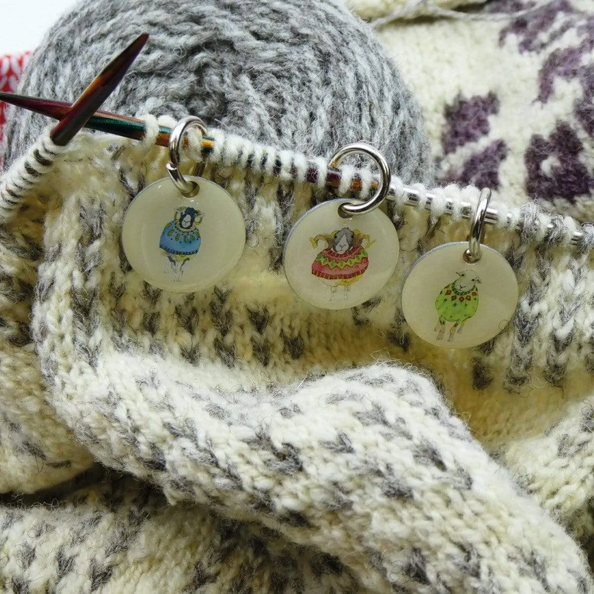 Emma Ball - Stitch Markers in a Pocket Tin - Sheep in Sweaters