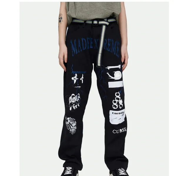 Fashion Graffiti Paint Printed Loose Casual Style Men Pants