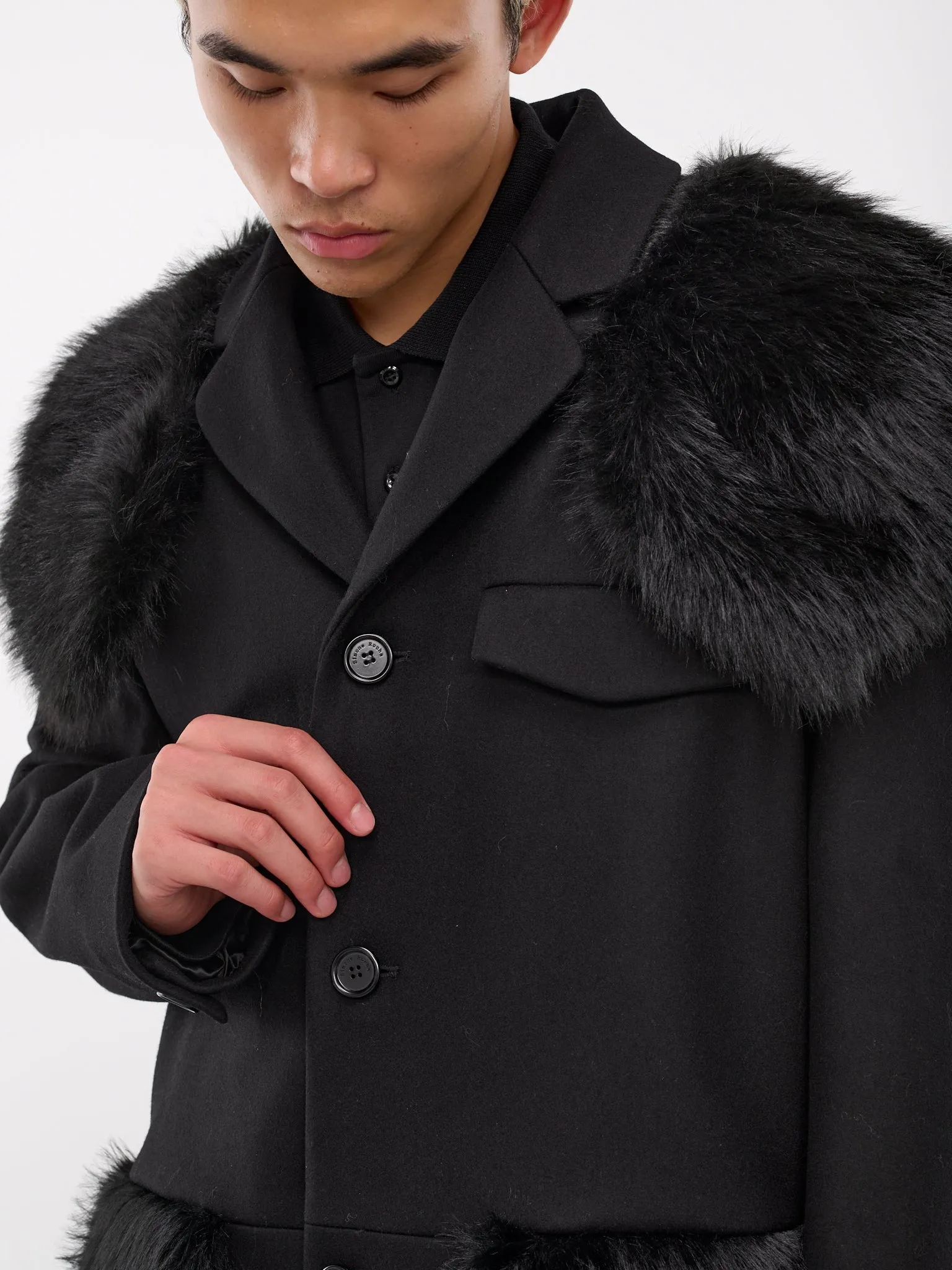 Faux Fur Trim Coat (2054F-0254-BLACK)