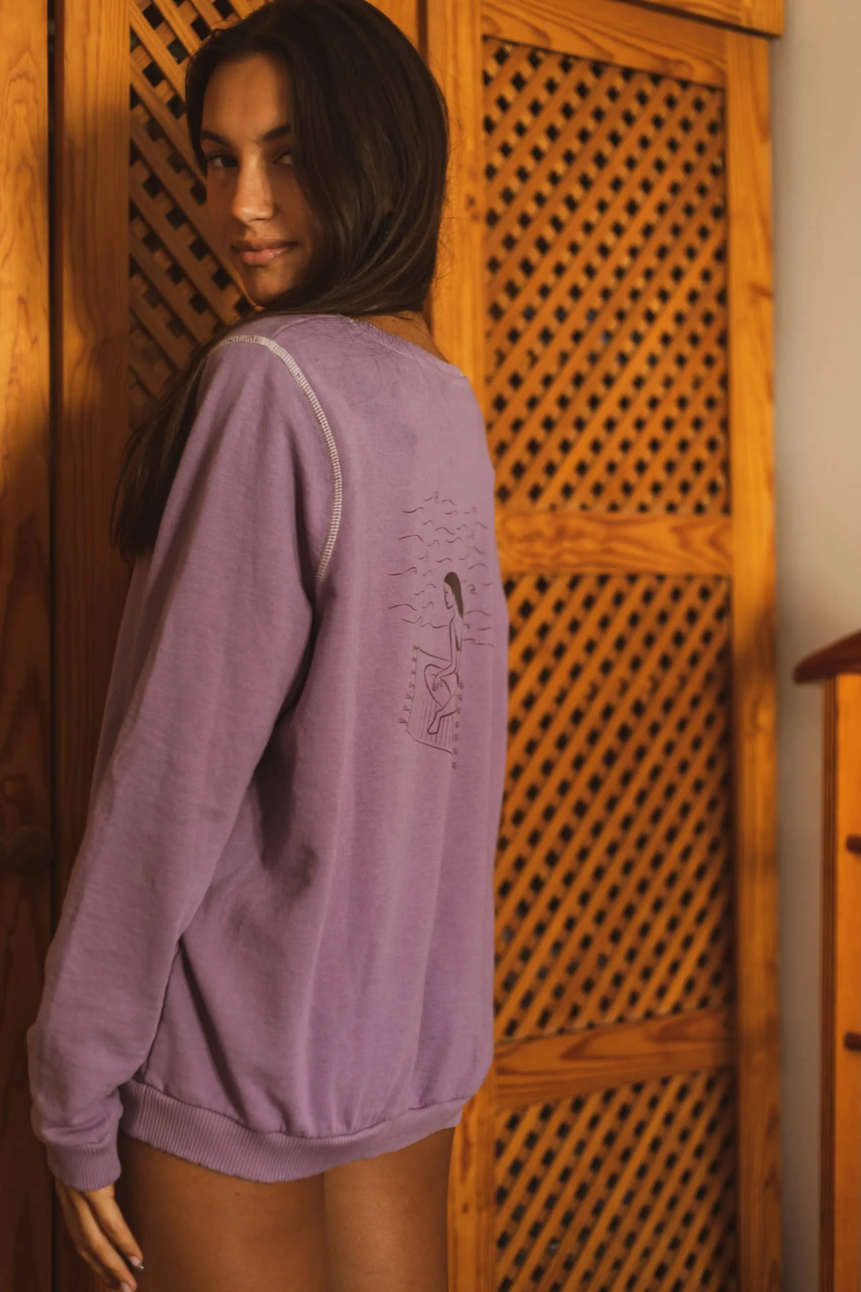 Feel Good Sweater Embroided Ocean Purple