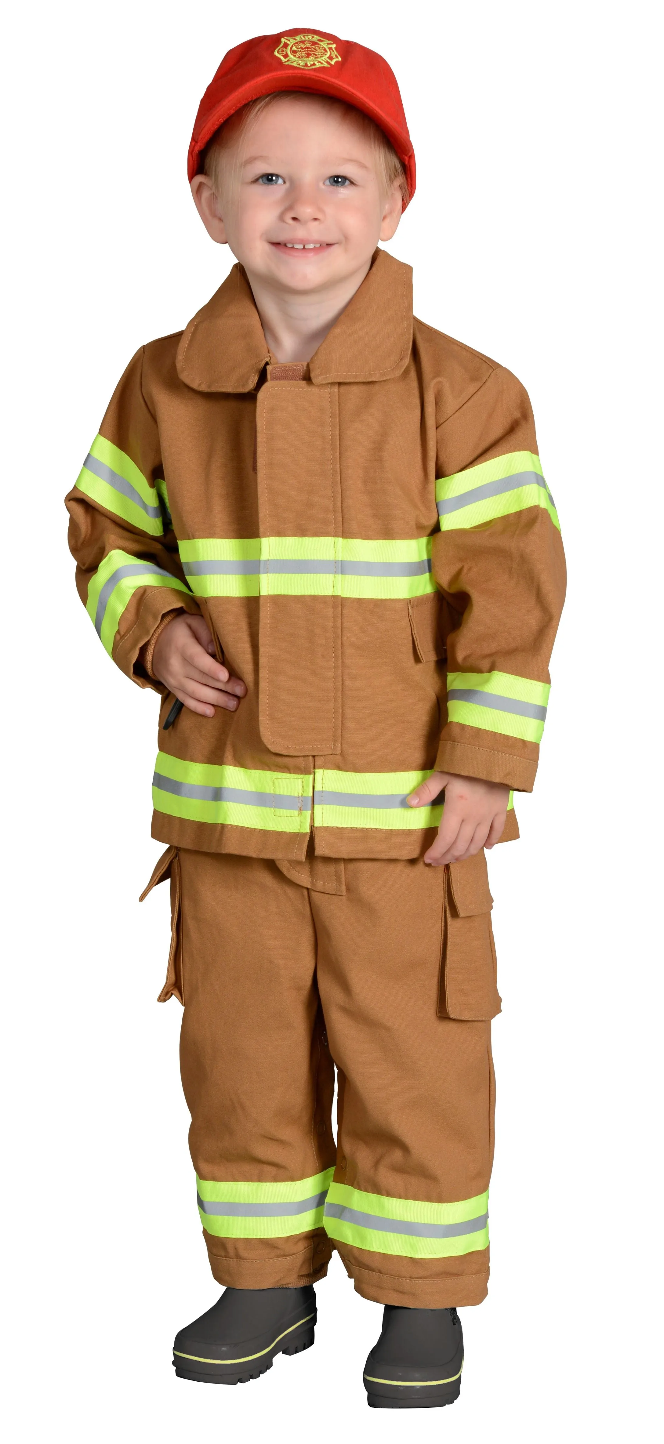 Fire Fighter Seattle Suit with Cap, Tan/Green