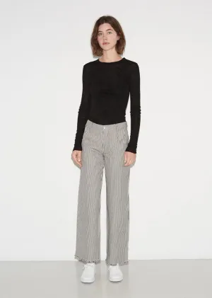 Frayed Striped Cotton Pants