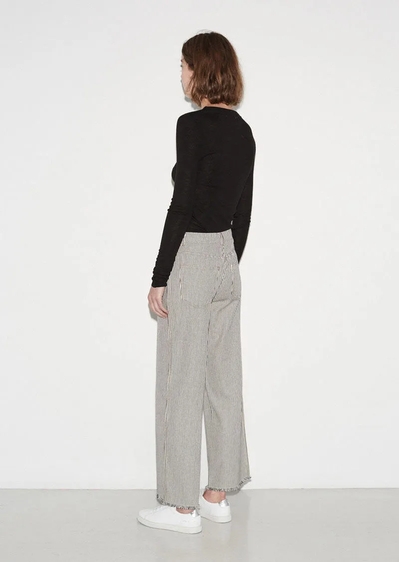 Frayed Striped Cotton Pants