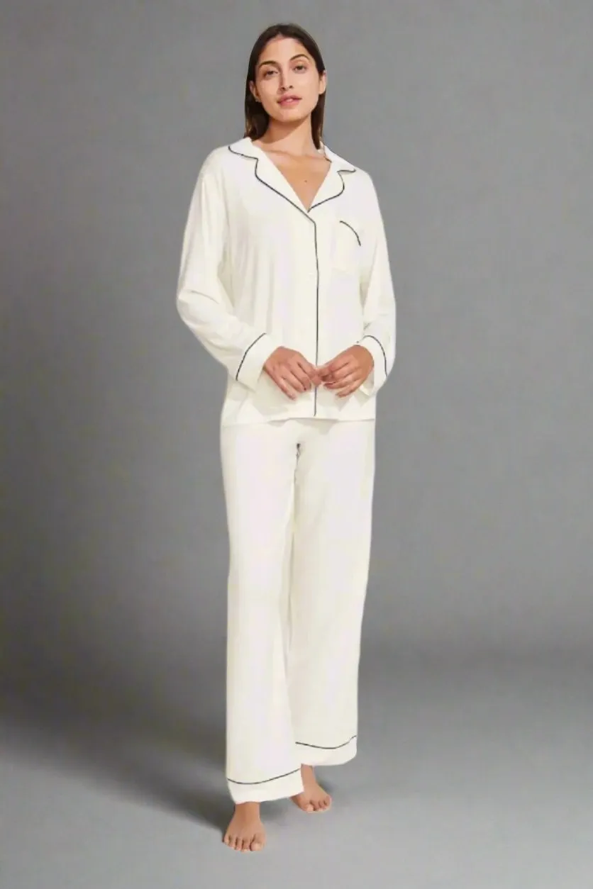 Gisele Long PJ Set in Pure Ivory