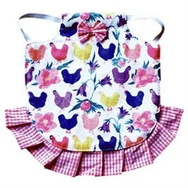 Hen Saddle Apron Jacket, Pink Chickens & Floral