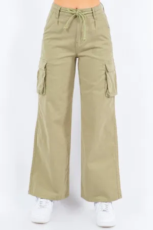 High Waist Drawstring Wide Pants