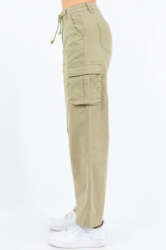 High Waist Drawstring Wide Pants