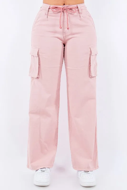 High Waist Drawstring Wide Pants