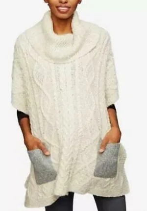 Led Luxe Flap Pocket Maternity Poncho Sweater One Size