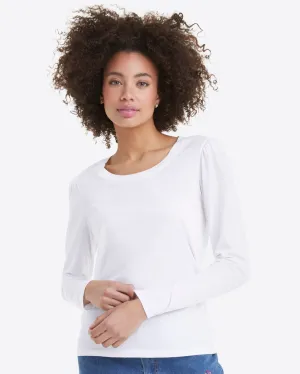 Long-Sleeve Easy Knit Top in White