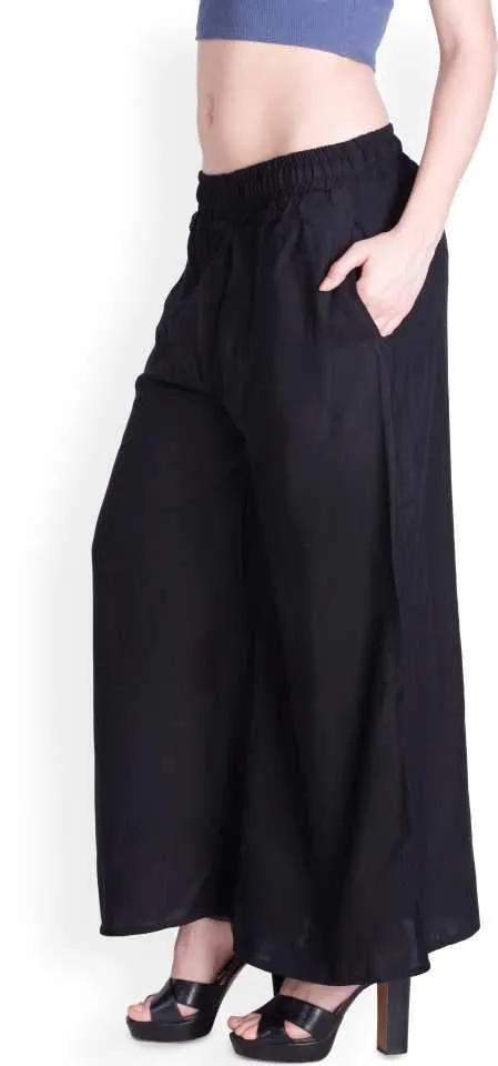 Lux Lyra Black Rayon Palazzo Pants for Woman