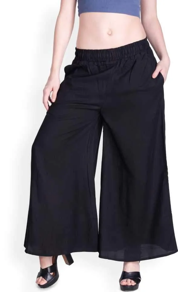 Lux Lyra Black Rayon Palazzo Pants for Woman