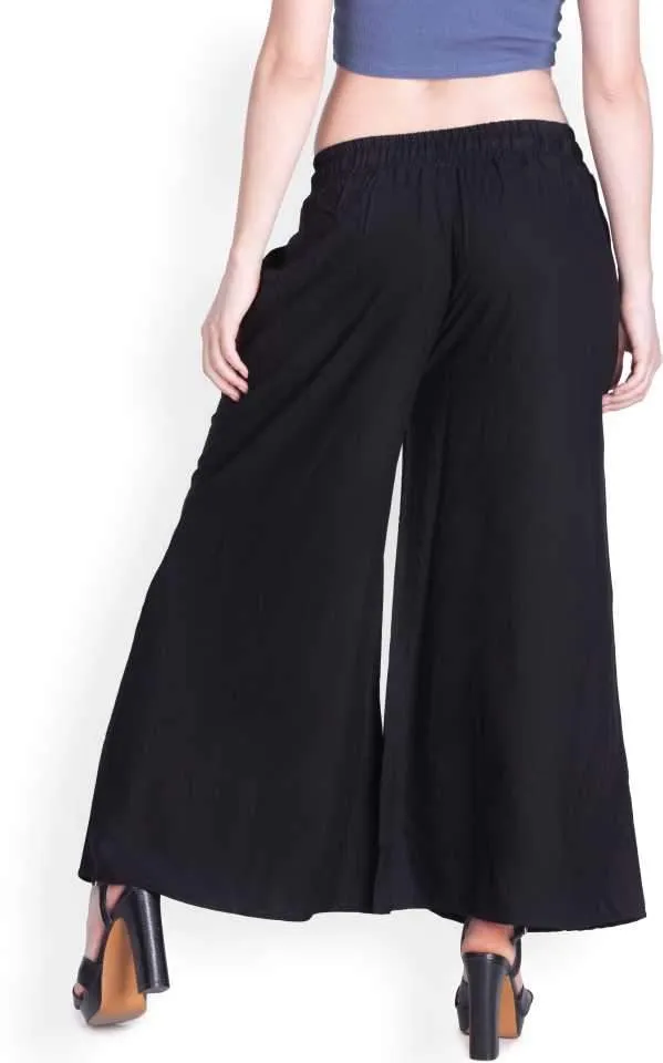 Lux Lyra Black Rayon Palazzo Pants for Woman