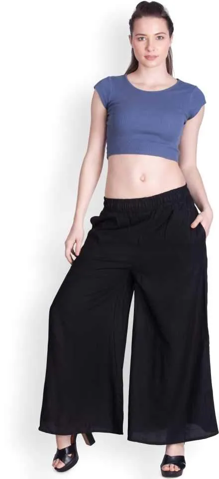 Lux Lyra Black Rayon Palazzo Pants for Woman