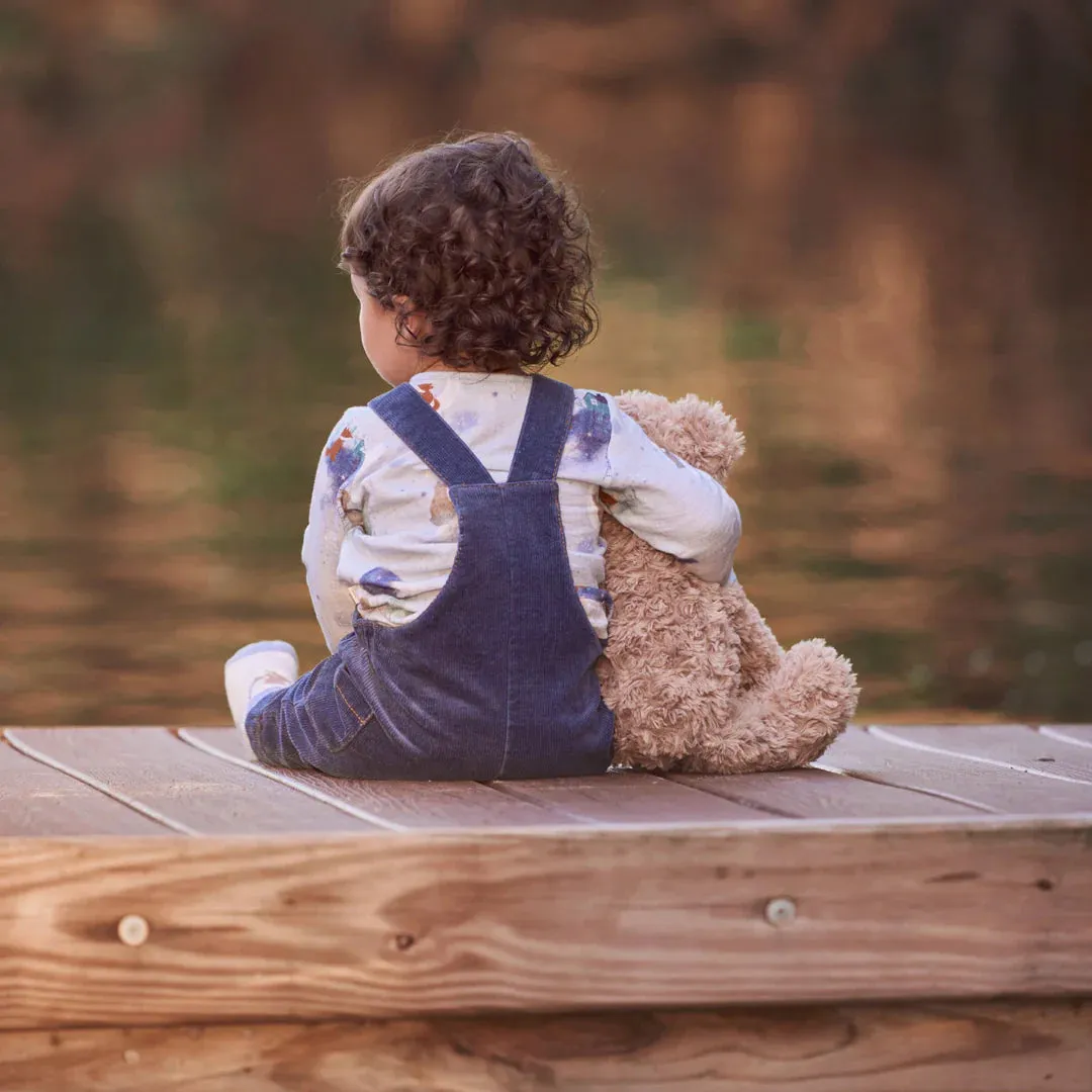 Magical Adventure Muslin Print Top & Corduroy Overalls Set