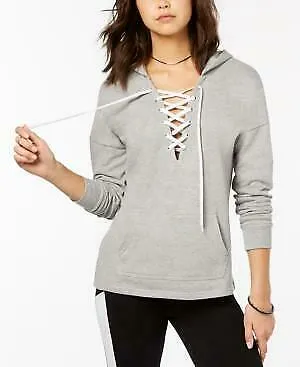 Material Girl Active Juniors Lace-Up Pullover Hoodie, Size Small