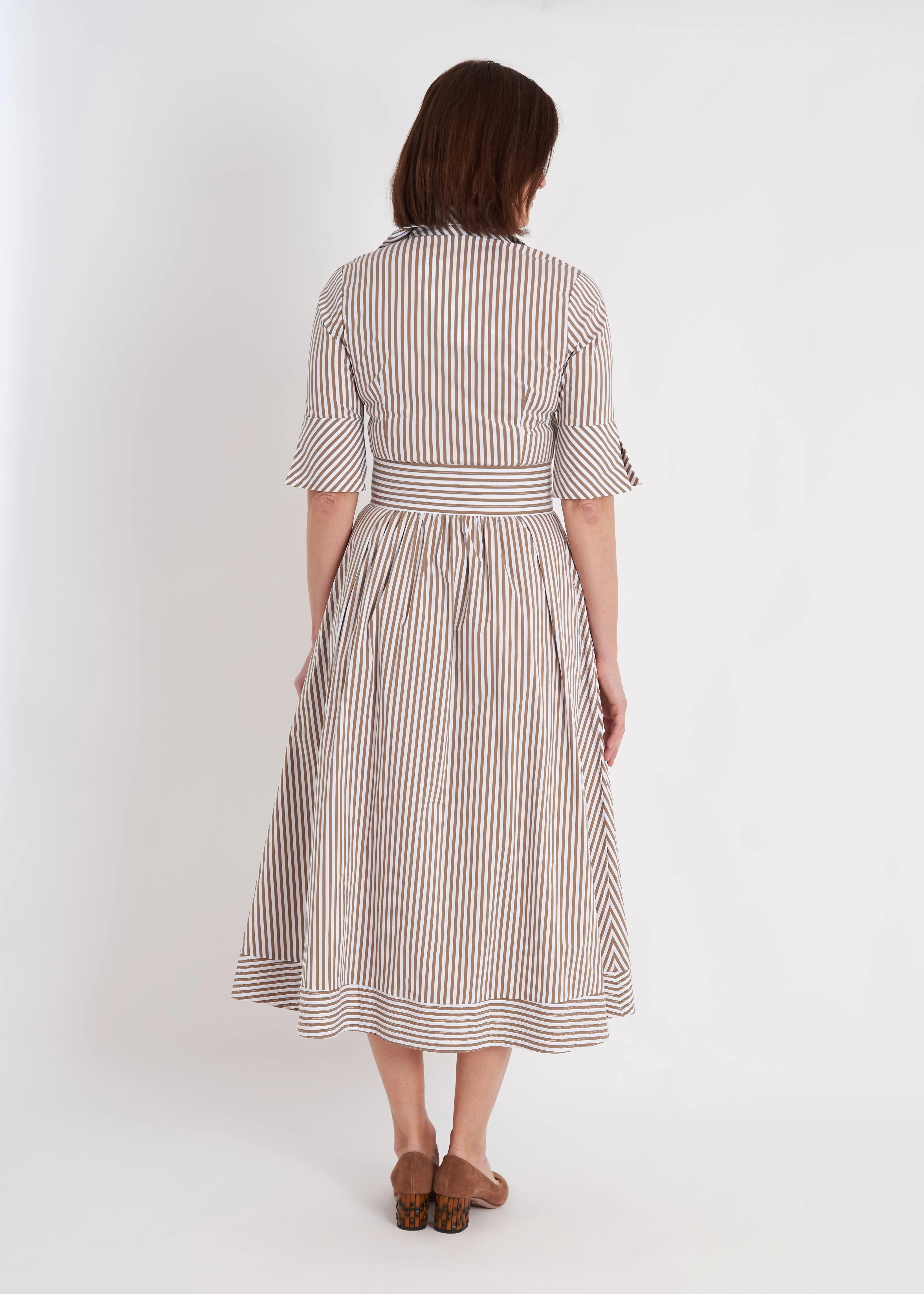 Monaco Dress - Taupe Stripe