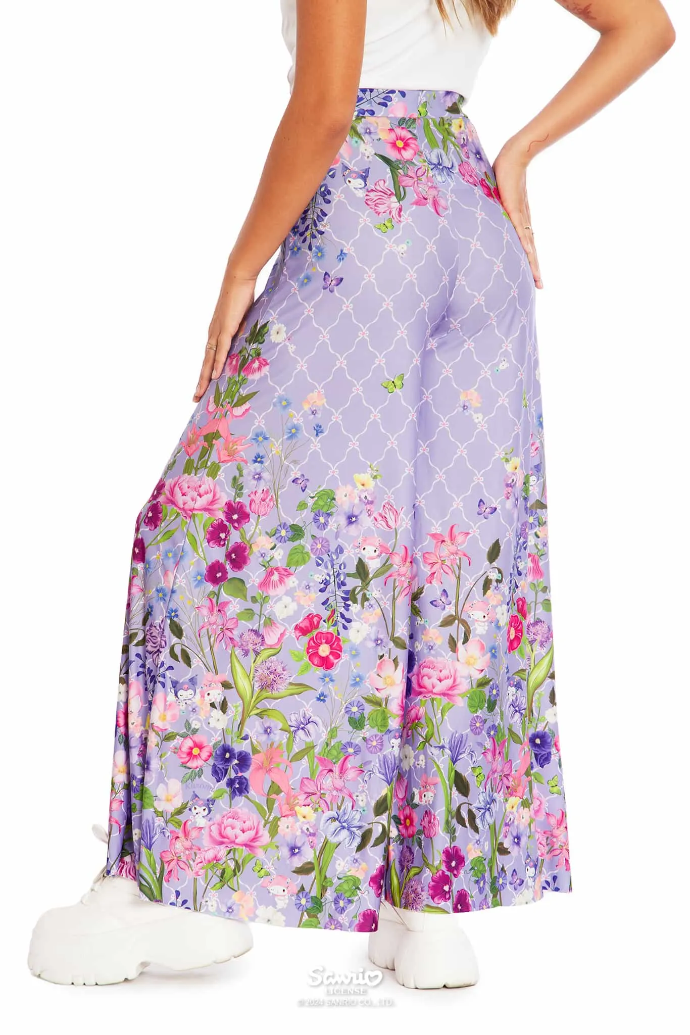 My Melody And Kuromi Floral Purple Palazzo Pants