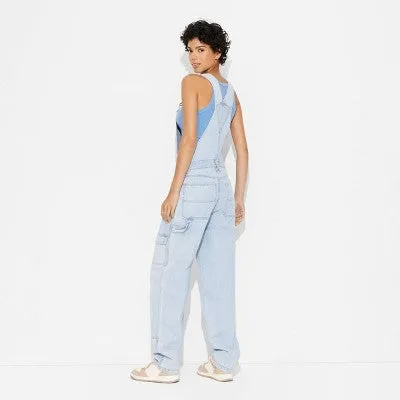 Open Box - Women's Baggy Denim Overalls - Wild Fable Light Wash M