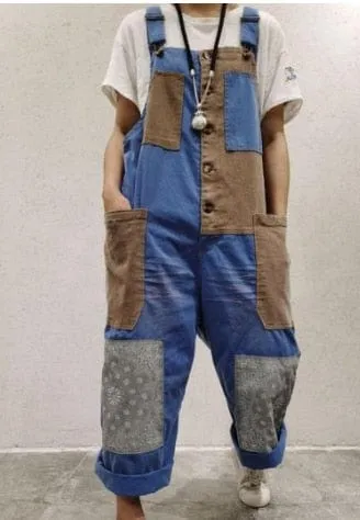 Patchwork Oversized Denim Overall