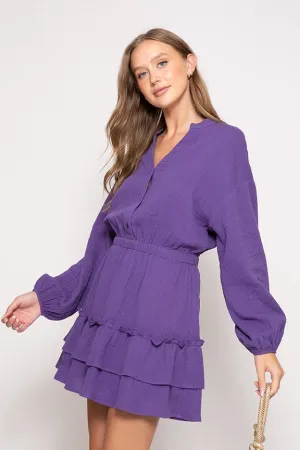 Purple Boho Pumpkin Patch Tiered Dress