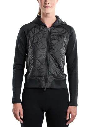 Quilted Front Black Hooded Bomber Jacket