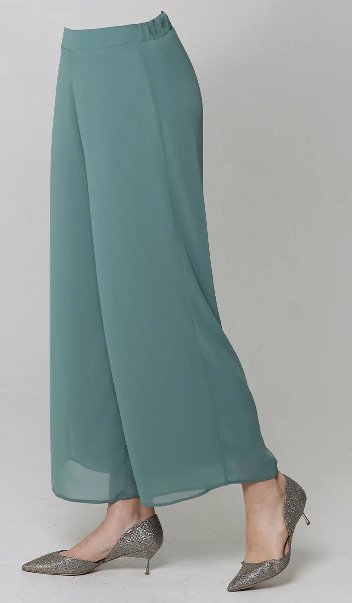 Safa Loose Flowing Palazzo Pants - Seagreen