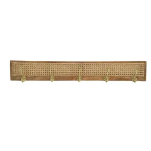 Sawana Mango wood Rattan 5 Hook Wall Hanger