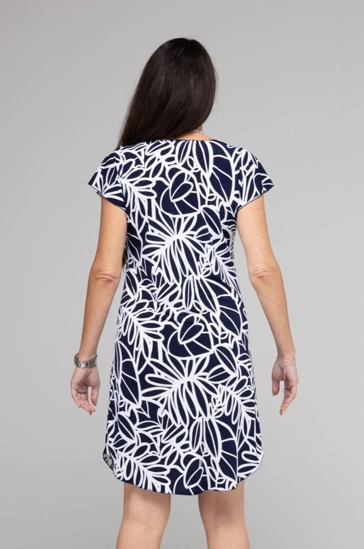 Scribble Print Short Sleeve Jersey Shift Dress