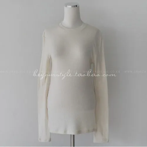 Spring Top Sexy T Shirt Elastic Korean Style Split Skinny Long Sleeve