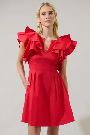 Sugarlips Wilma Ruffle Mini Dress - RED